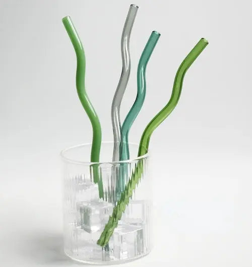 Floriddle Artistry Glass Straws Twist Reusable Straws Heat Resistant - Shakefav.com