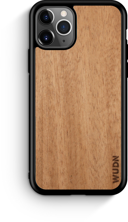 Coque iPhone fine en bois (coeur violet) 