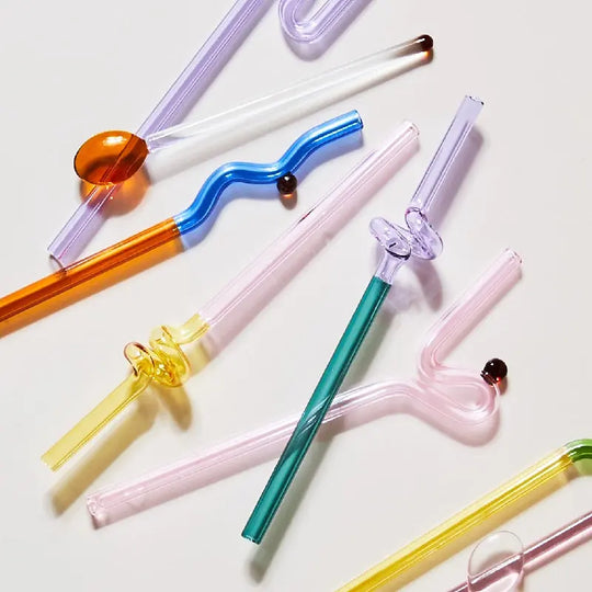 Floriddle Artistry Glass Straws Twist Reusable Straws Heat Resistant - Shakefav.com