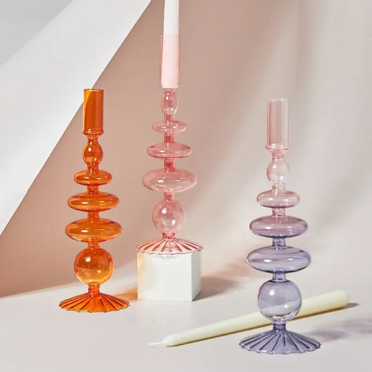 Candlesticks Holders Retro  Glass Classic Craft Candlesticks Holders - Shakefav.com