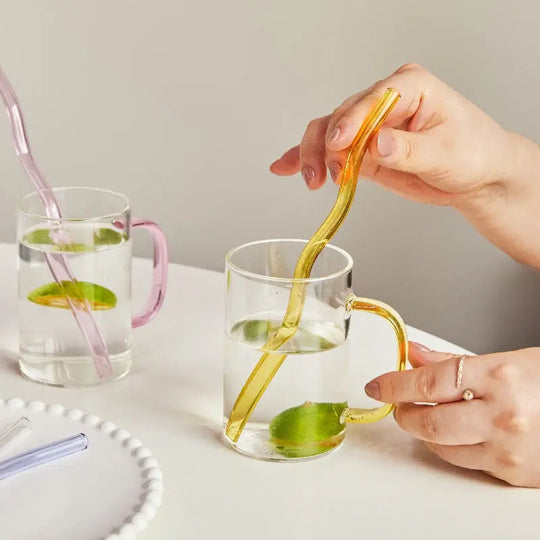 Floriddle Artistry Glass Straws Twist Reusable Straws Heat Resistant - Shakefav.com