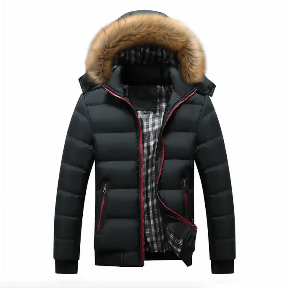 Mens Two Tone Puffer Jacket with Removable Hood - Shakefav.com