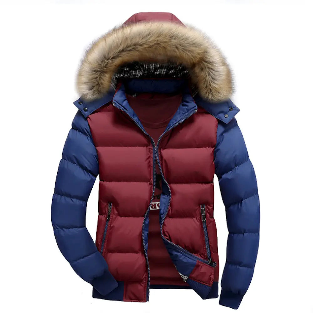 Mens Two Tone Puffer Jacket with Removable Hood - Shakefav.com