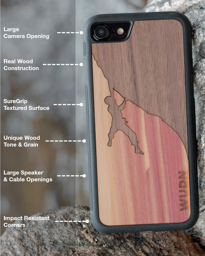 Coque iPhone fine en bois (coeur violet) 