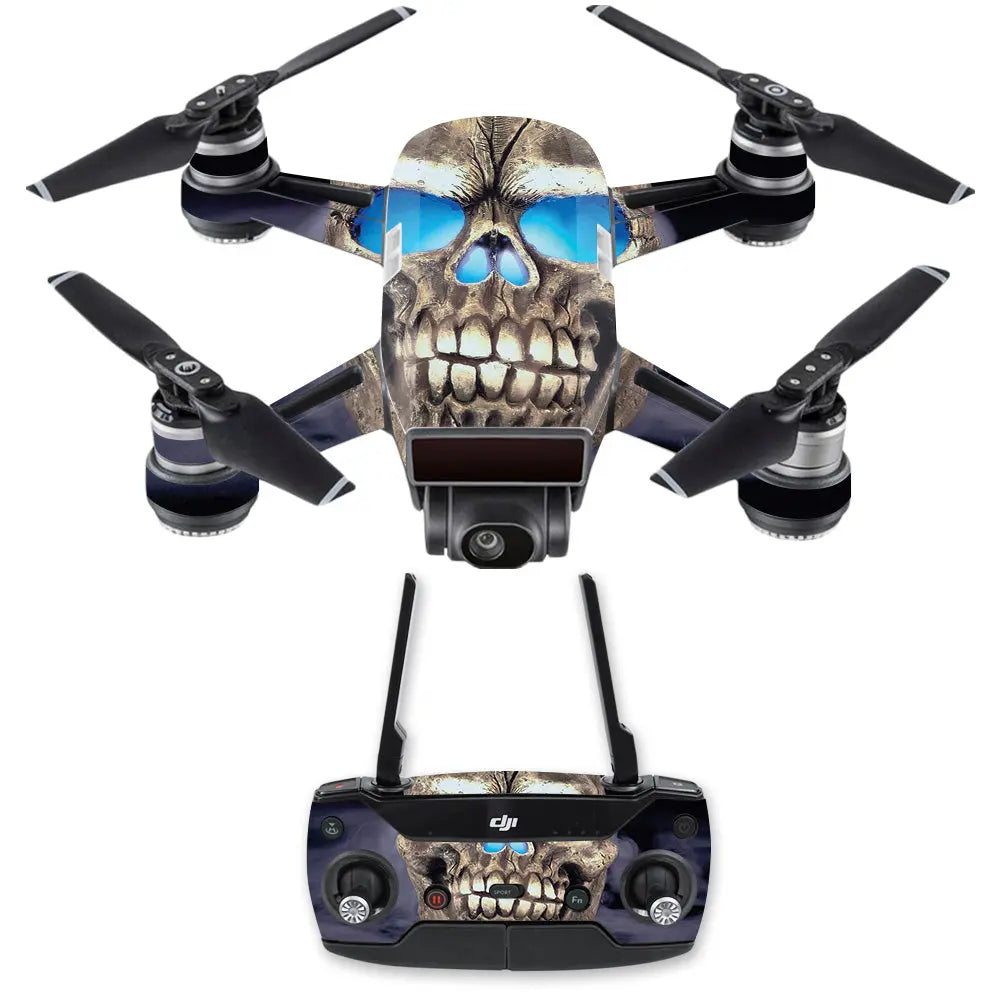 MightySkins DJSPCMB-Psycho Skull Skin Decal for DJI Spark Mini Drone C - Shakefav.com