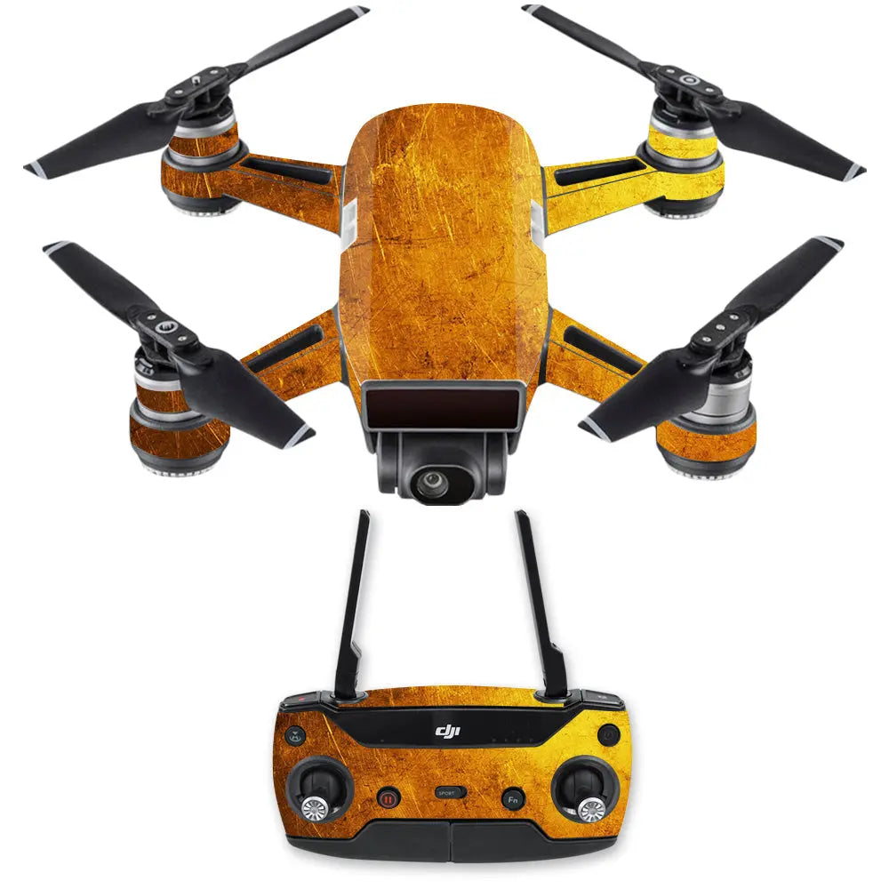 MightySkins DJSPCMB-Textured Gold Skin Decal for DJI Spark Mini Drone - Shakefav.com