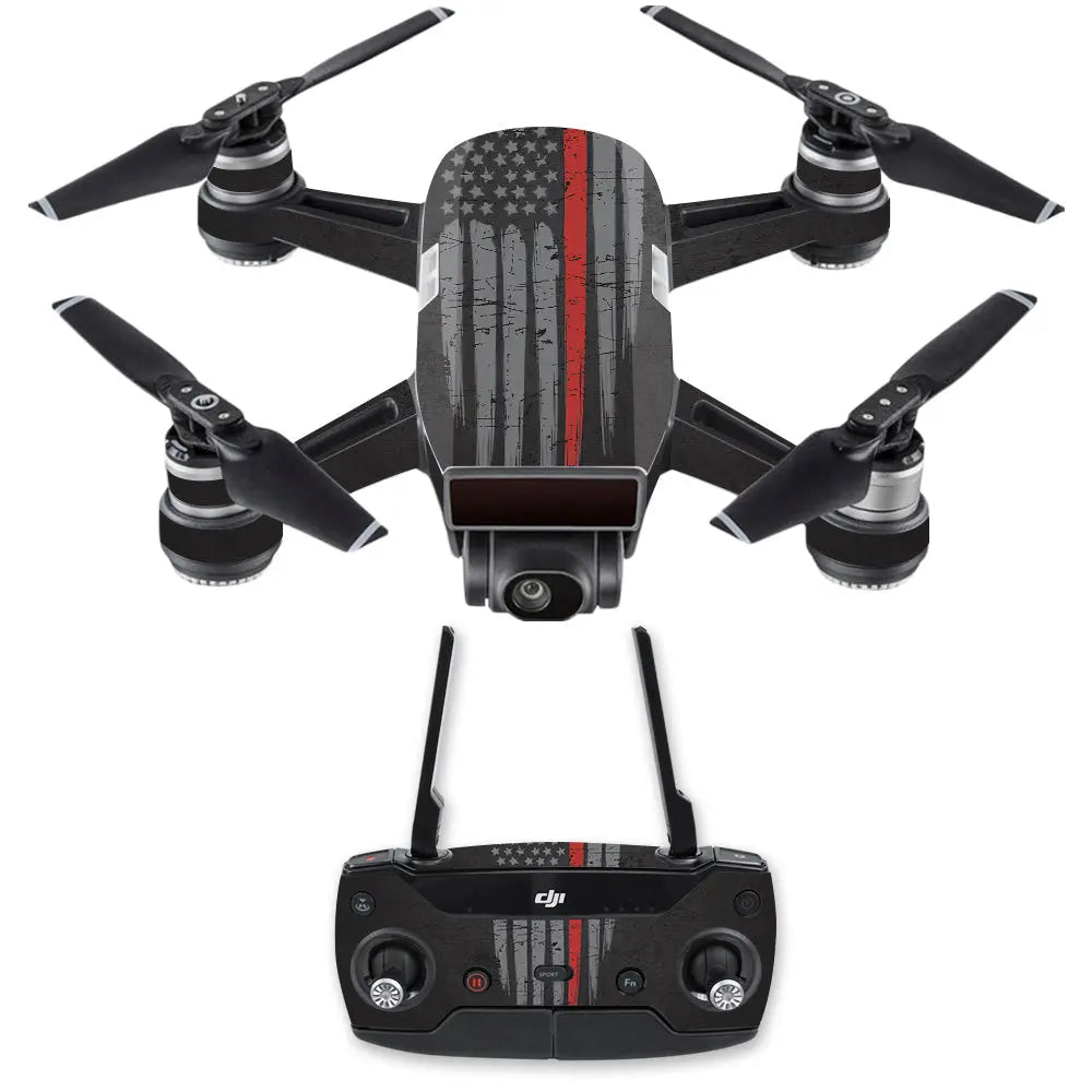 MightySkins DJSPCMB-Thin Red Line Skin Decal for DJI Spark Mini Drone - Shakefav.com