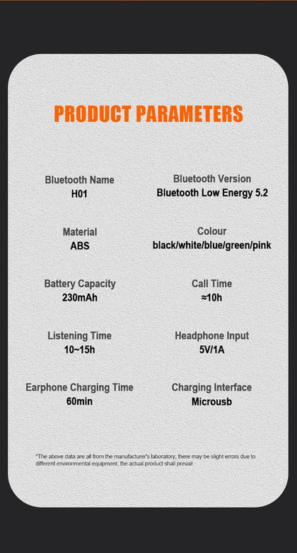 Écouteur unique Bluetooth 5.2 sans fil avec microphone