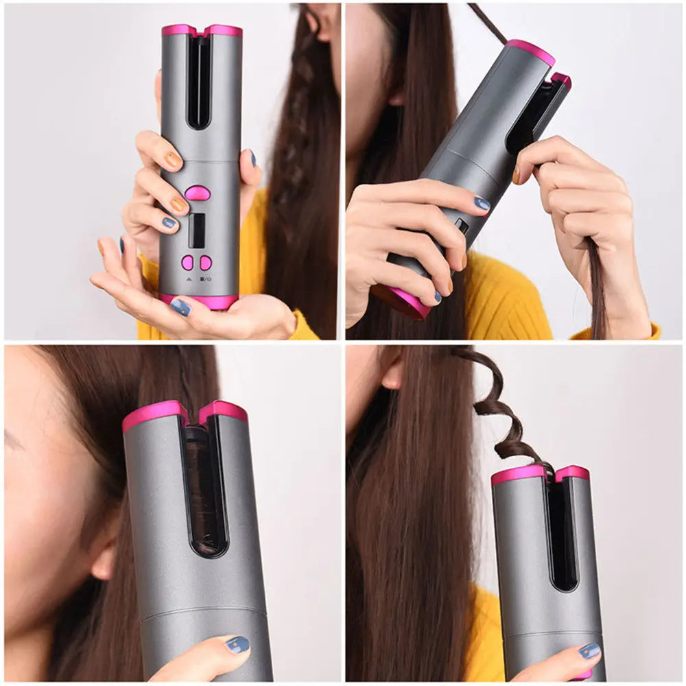 Automatic Hair Curler Curling Iron Wireless Ceramic USB Rechargeable - Shakefav.com