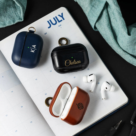 Custom AirPods Pro Leather Case with Side Keychain Strap - Shakefav.com