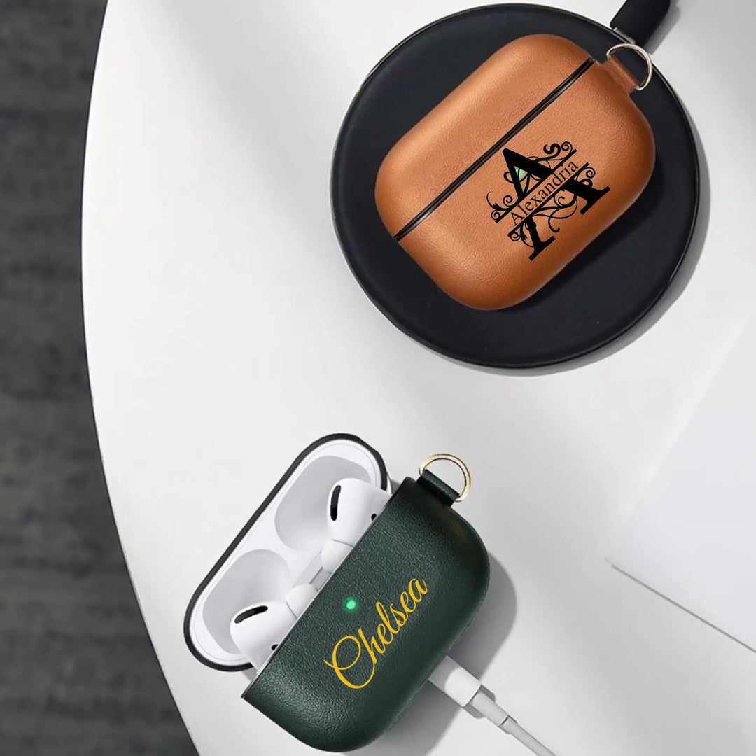 Custom AirPods Pro Leather Case with Side Keychain Strap - Shakefav.com