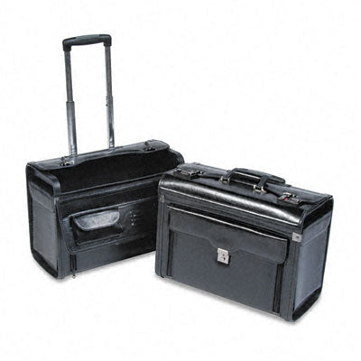 Bond Street 546110BLK Rolling Computer/Catalog Case  Leather  19 x 9 x