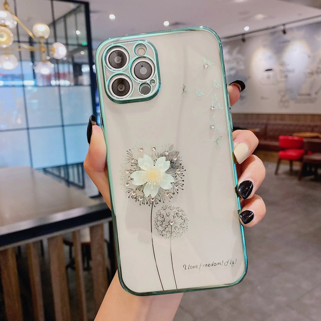 Luxury 3D Cute Flower Spin Stand Holder Phone Case Maroon Asteria