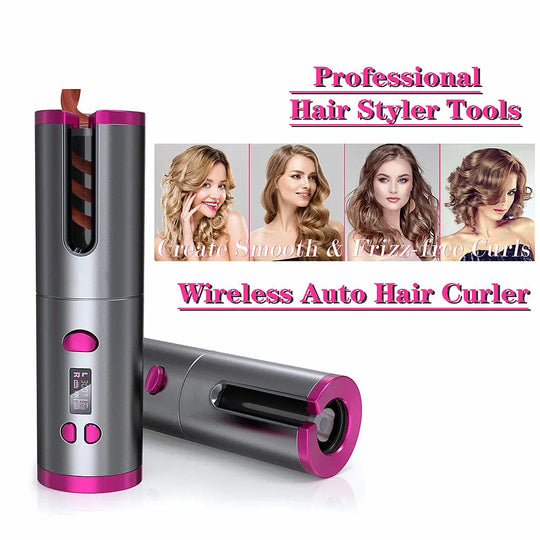 Automatic Hair Curler Curling Iron Wireless Ceramic USB Rechargeable - Shakefav.com