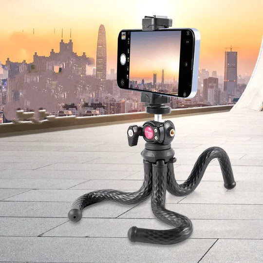 Black Octopus Mobile Phone Clip Gimbal Tripod Set Maroon Asteria