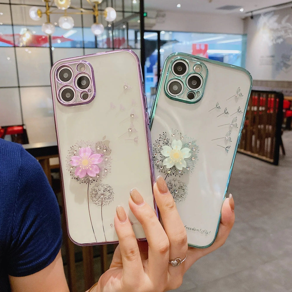 Luxury 3D Cute Flower Spin Stand Holder Phone Case Maroon Asteria