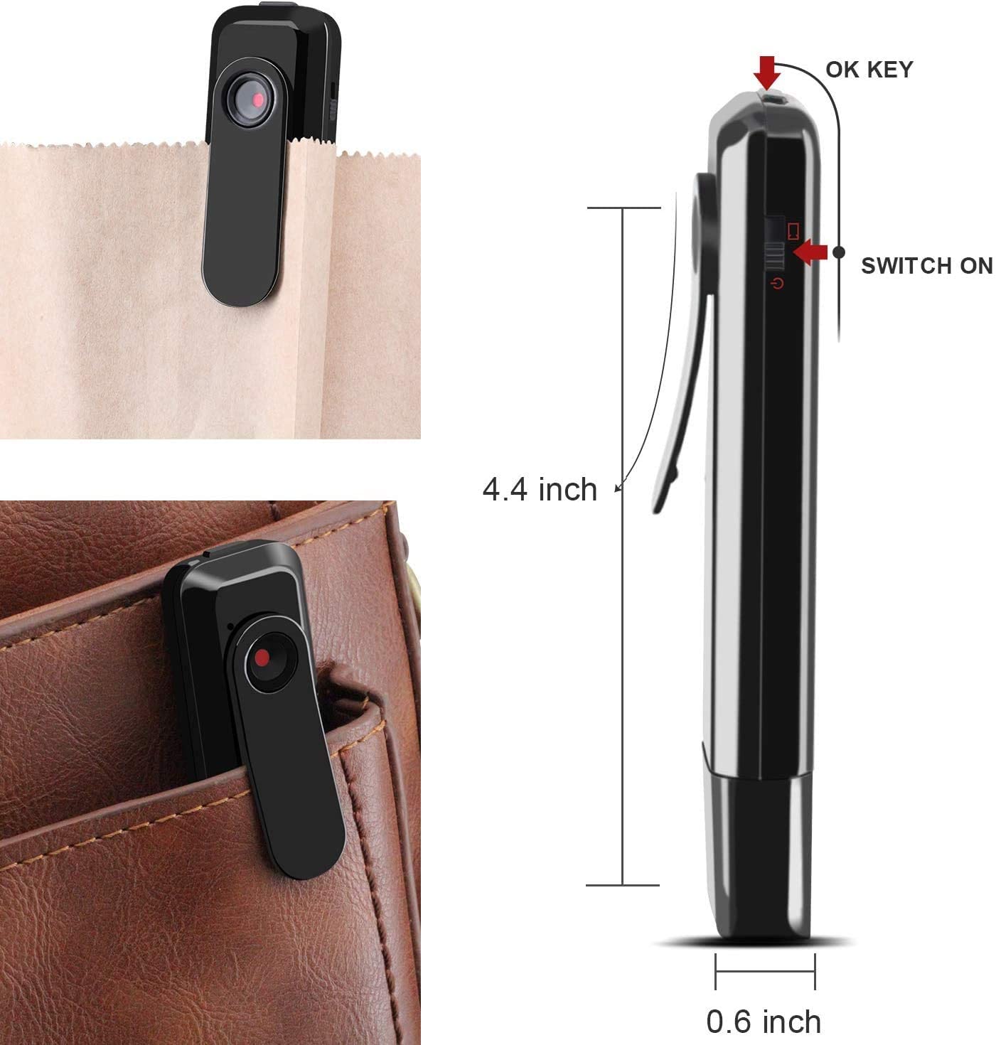 HD 1080P Wearable Mini Hidden Spy Pen Cop Pocket Pen Cam Body Camera