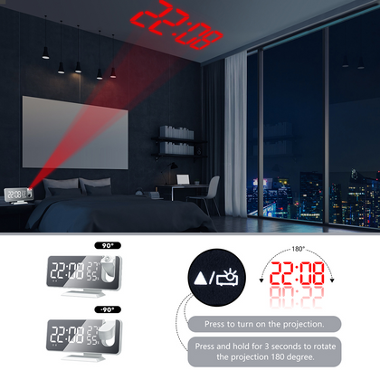 LED Digital Smart Alarm Clock Projector with FM Radio