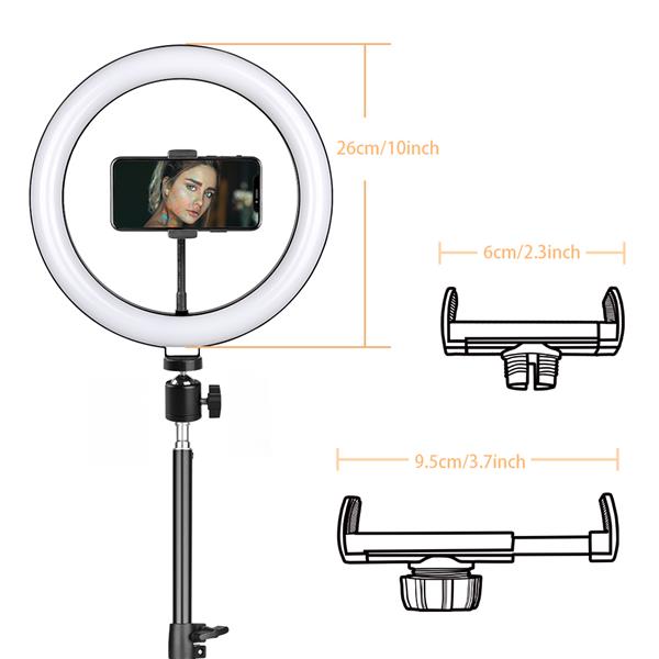 10-inch Ring Light with PTZ Clip Floor Lamp Stand Set