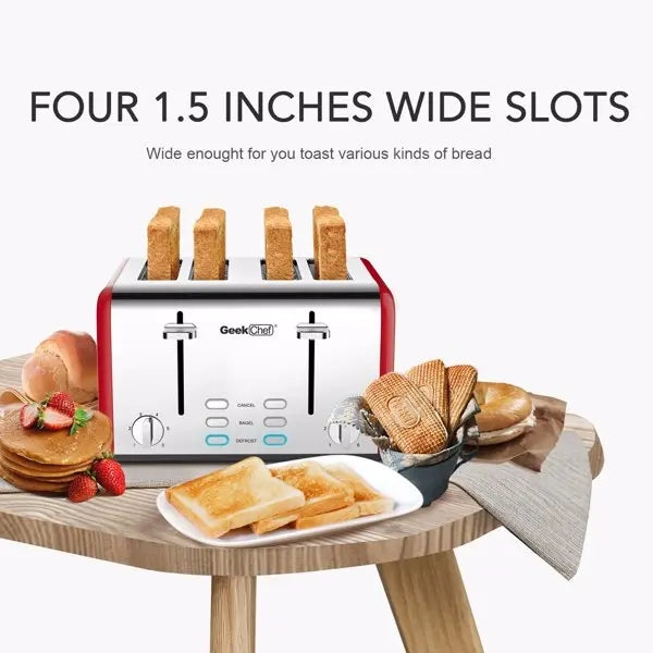 Stainless Steel Toaster Dual Control Panel for Baking Bread - Shakefav.com