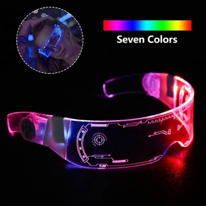 نظارات Cyberpunk LED المزخرفة بـ 7 ألوان، نظارات مضيئة LED