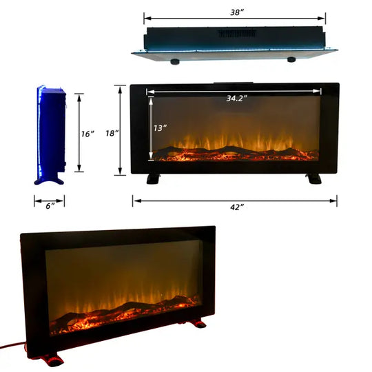 42 Inches 10 Colors Backlight Wall-Mounted Electronic Fireplace - Shakefav.com