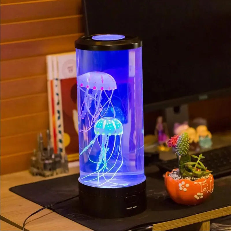 LED Tower Fantasy Jellyfish Lamp With Remote Control Lilac Milo