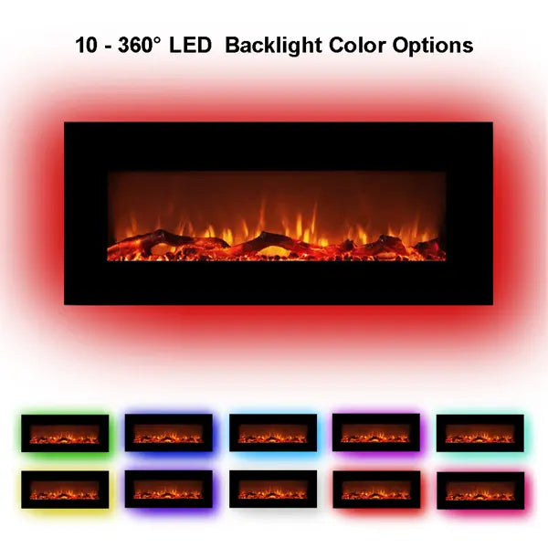 42 Inches 10 Colors Backlight Wall-Mounted Electronic Fireplace - Shakefav.com