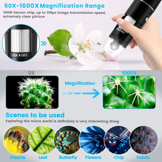 WiFi Wireless Handheld Digital Microscope iOS & Android Compatible Teal Simba