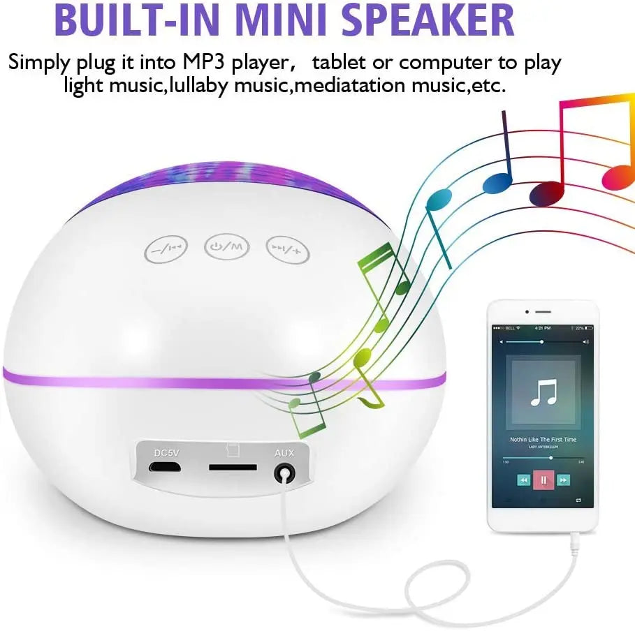 Portable Ocean Wave Projector Night Light Bluetooth Music Player Lilac Milo