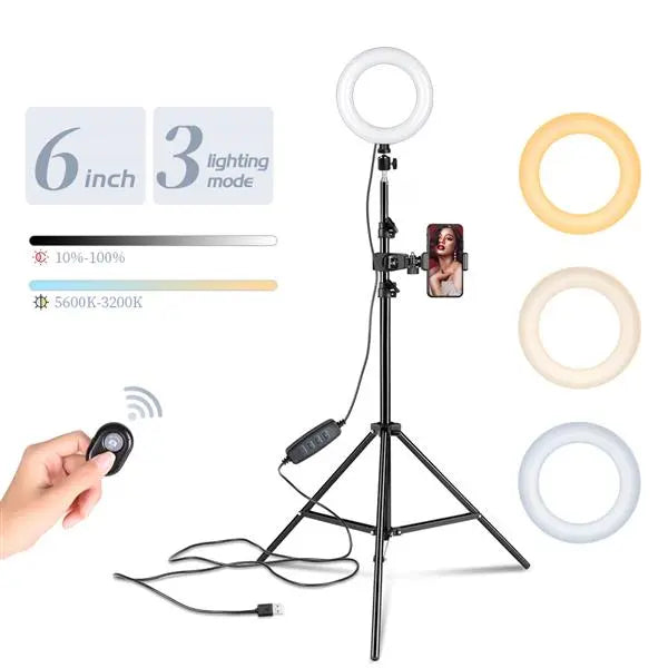 6-inch Ring Light Mountain Clip Light Stand Bluetooth Set Teal Simba