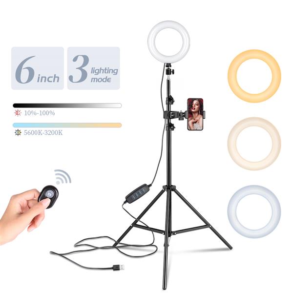 6-inch Ring Light Mountain Clip Light Stand Bluetooth Set