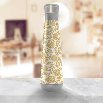 Gold Floral Water Bottle