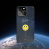 Smiley Face in Space Believe Slim Case for iPhone 14 Series