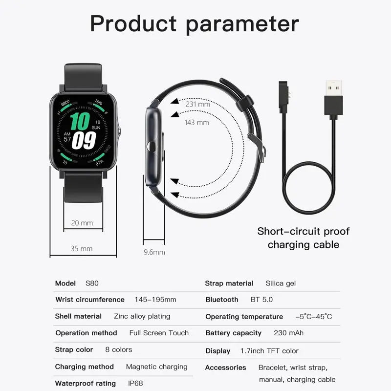 Full Screen IP68 Waterproof Ultra-Thin Smartwatch - Shakefav.com