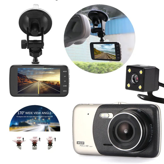 4" Dual Lens 1080P FHD 1.0MP Dash Camera Car DVR - Shakefav.com