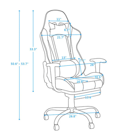 Swivel Chair Racing Gaming Chair Office Chair with Footrest Tier - Shakefav.com