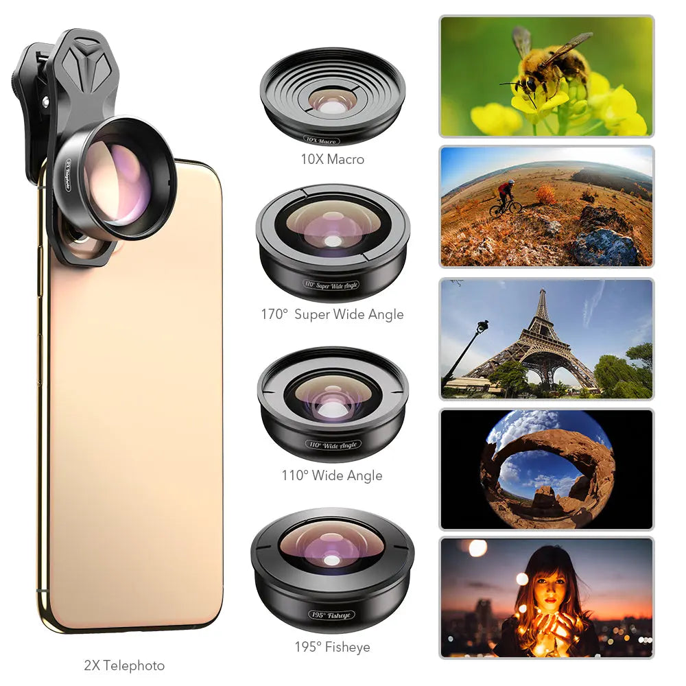 Apexel 4K HD Mobile Phone 5-in-1 Camera Lens Kit - Shakefav.com