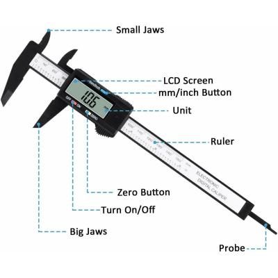 Digital Caliper Electronic Gauge Carbon Fiber Vernier Micrometer Ruler