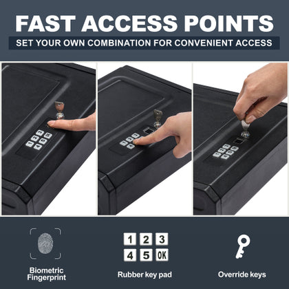 Biometric Gun Safe Gun Safe for Pistols Quick-Access Gun Lock Box