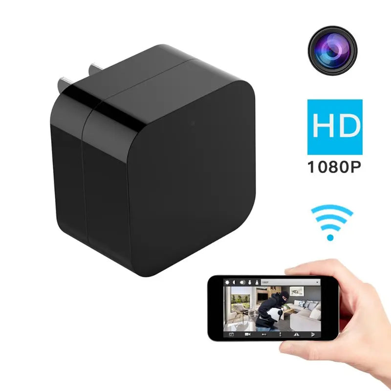 Night Vision 1080P Wifi Nanny Cam Wall Charger Hidden Spy Cameras Lilac Milo