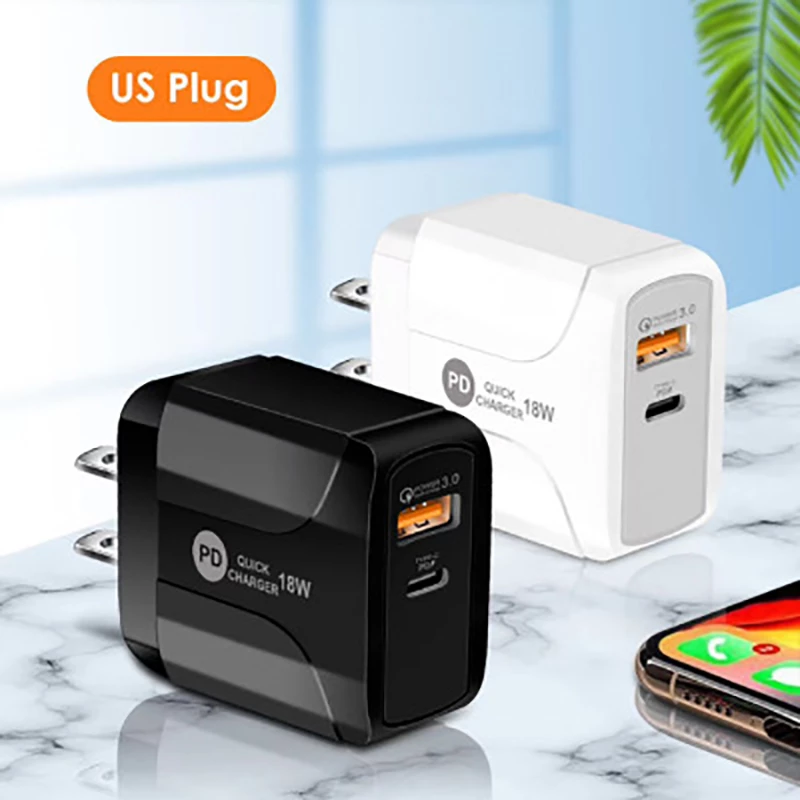 PD18W Compatible QC 3.0 Fast Charging Mobile Phone Charger