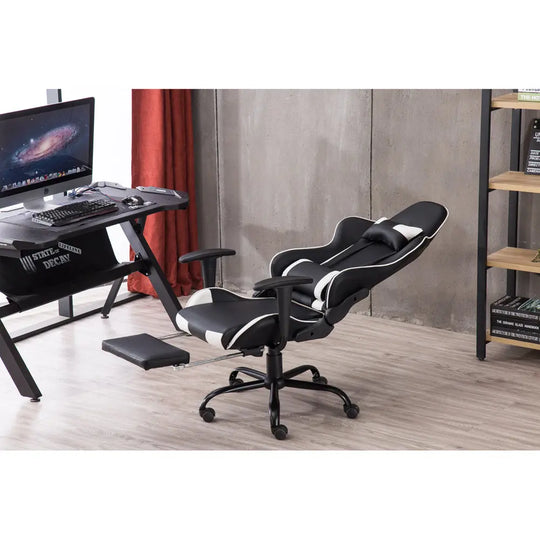 Swivel Chair Racing Gaming Chair Office Chair with Footrest Tier - Shakefav.com