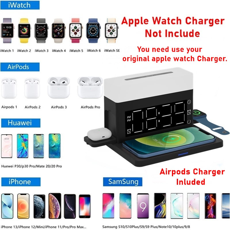 Wireless Charger For Iphone 13 12 11 XS Pro Night Light Alarm Clock Teal Simba