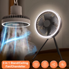 Portable Fan Outdoor Camping Tripod Desktop Fan With Led Light