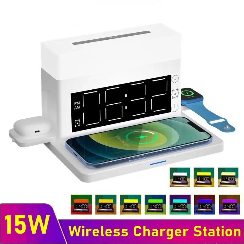 Night Light Alarm Clock Wireless Charger For Iphone 13 12 11 XS Pro Lilac Milo