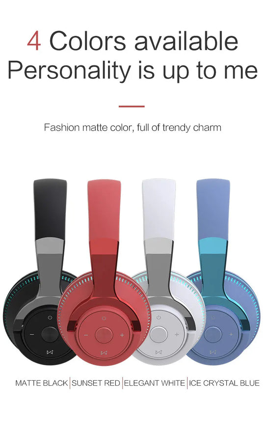 Colorful LED Lights Bluetooth Headphone Bass Wireless Earphones - Shakefav.com