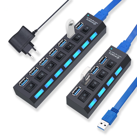 USB 3.0 Hub USB Hub 3.0 Multi USB Splitter 4/7 Port Multiple Expander Teal Simba