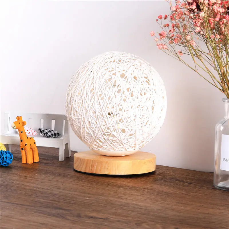 Wood Table Lamp Wood Decorative Bedside Moon Lamp USB Charger - Shakefav.com