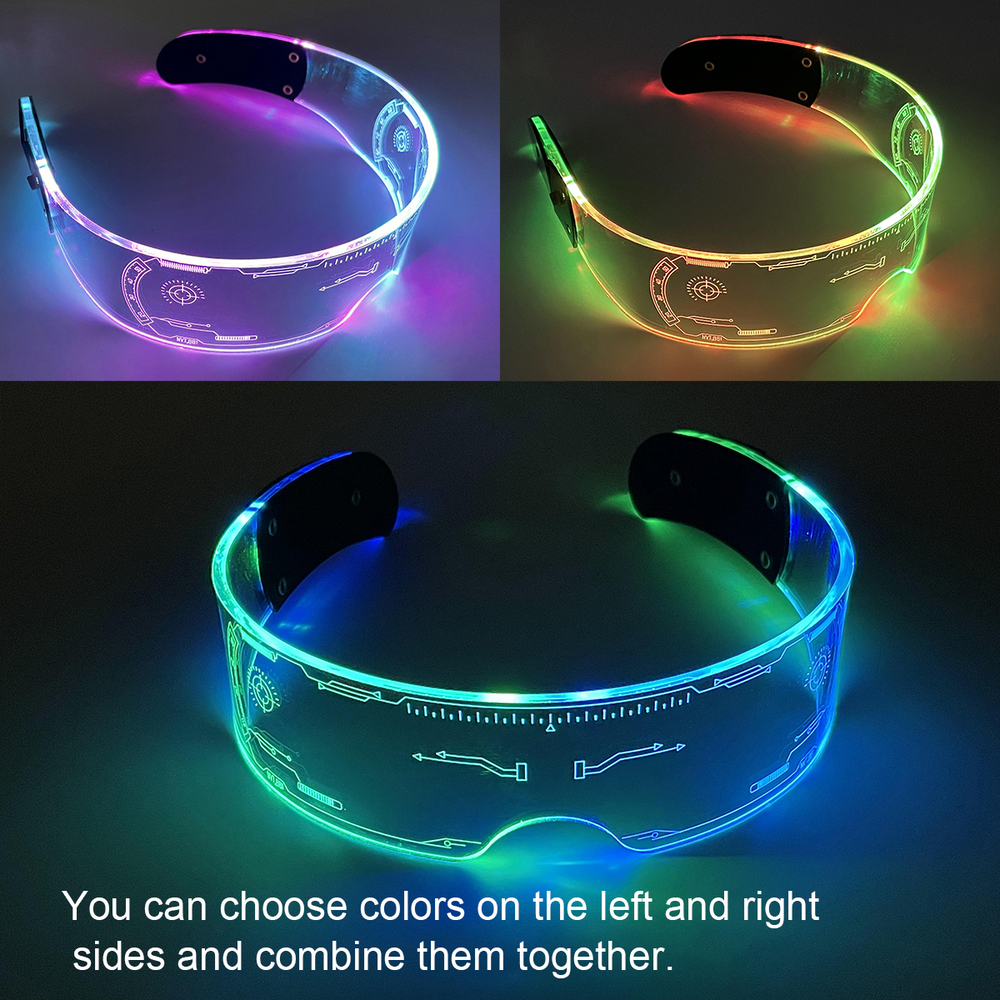 7 Color Decorative Cyberpunk LED Goggles LED Luminous Glasses Lilac Milo